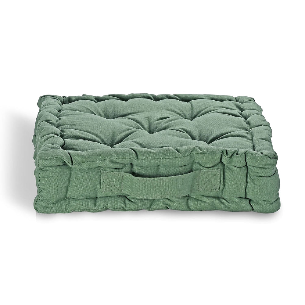 Hush Heven Set of 2 100% Cotton Floor Cushions (40 x 40 x 8cm) - Green