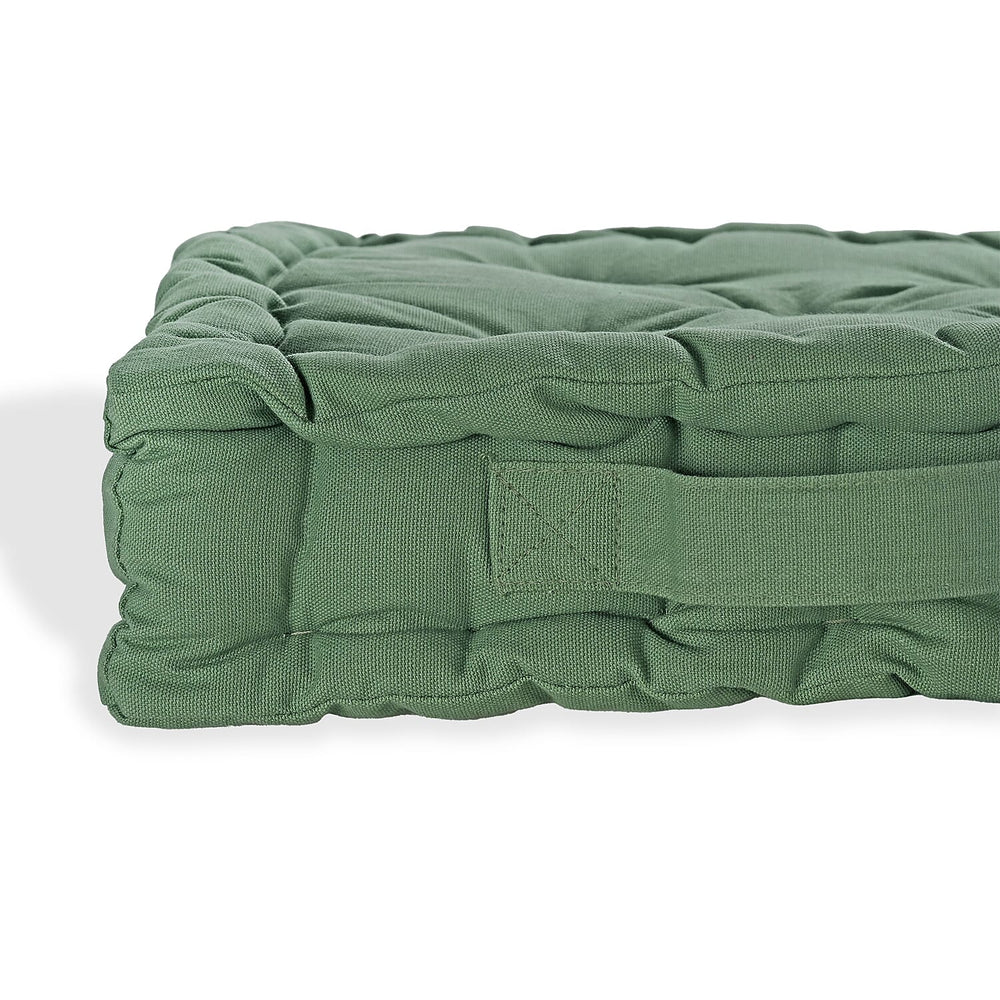 Hush Heven Set of 2 100% Cotton Floor Cushions (40 x 40 x 8cm) - Green