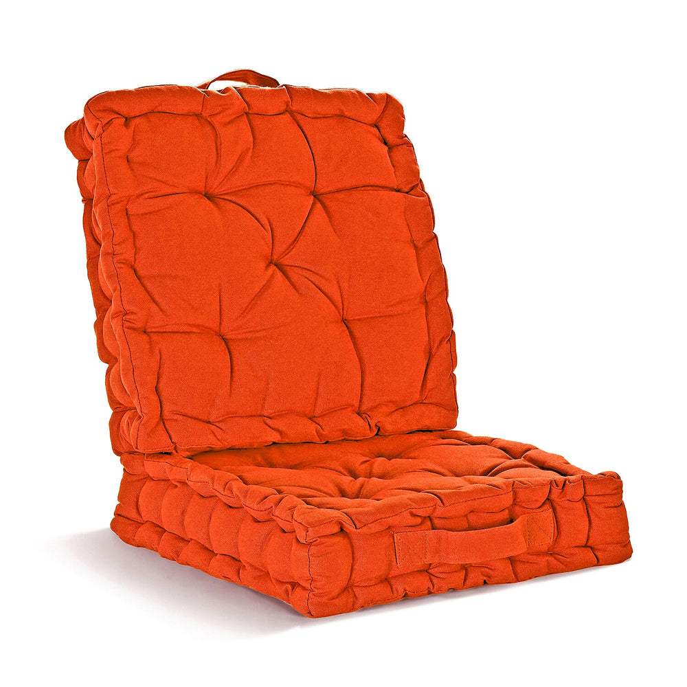 Hush Haven Set of 2 100% Cotton Floor Cushions (40 x 40 x 8cm) - Orange