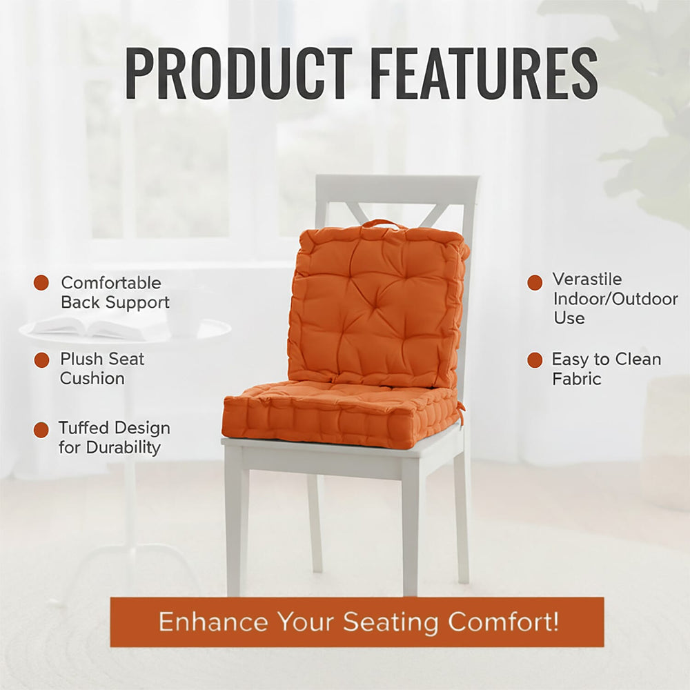 Hush Haven Set of 2 100% Cotton Floor Cushions (40 x 40 x 8cm) - Orange