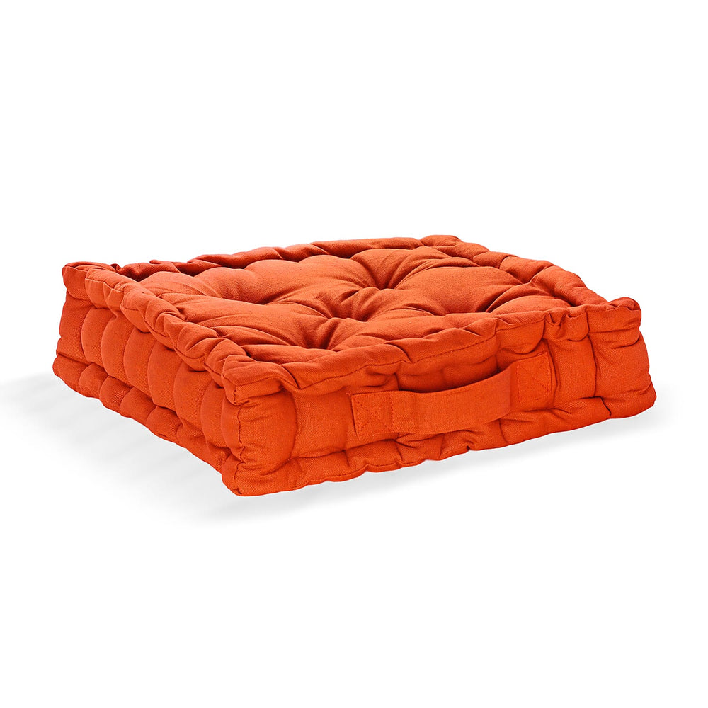 Hush Haven Set of 2 100% Cotton Floor Cushions (40 x 40 x 8cm) - Orange