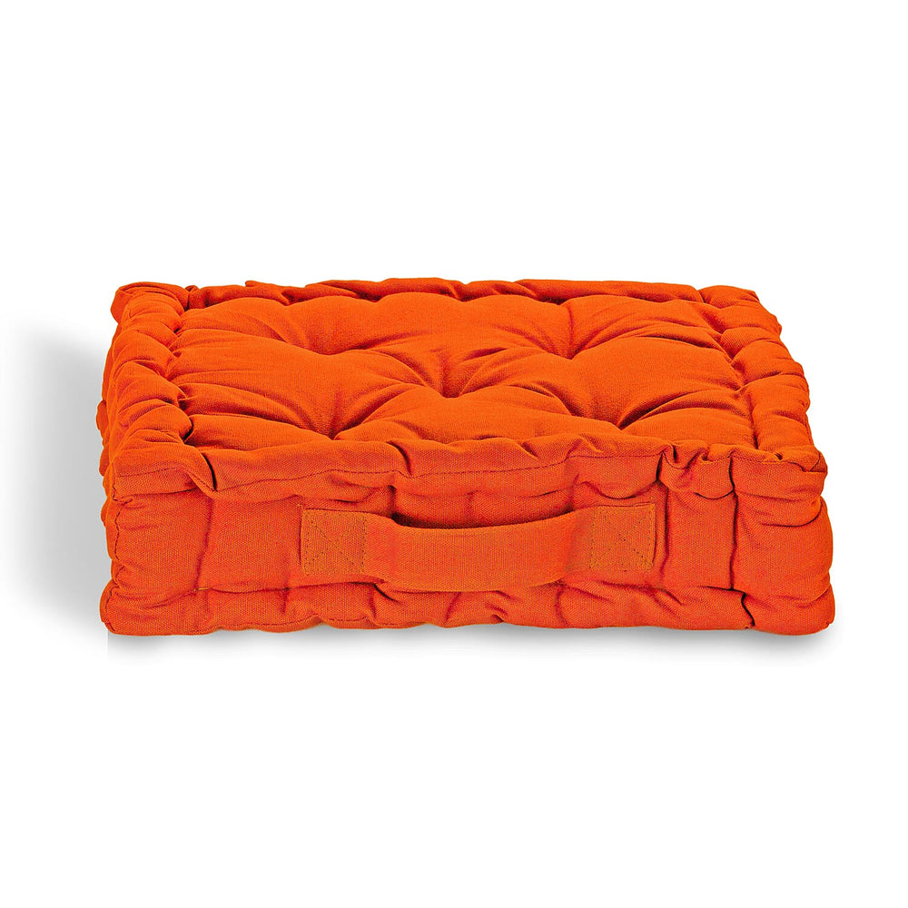 Hush Haven Set of 2 100% Cotton Floor Cushions (40 x 40 x 8cm) - Orange