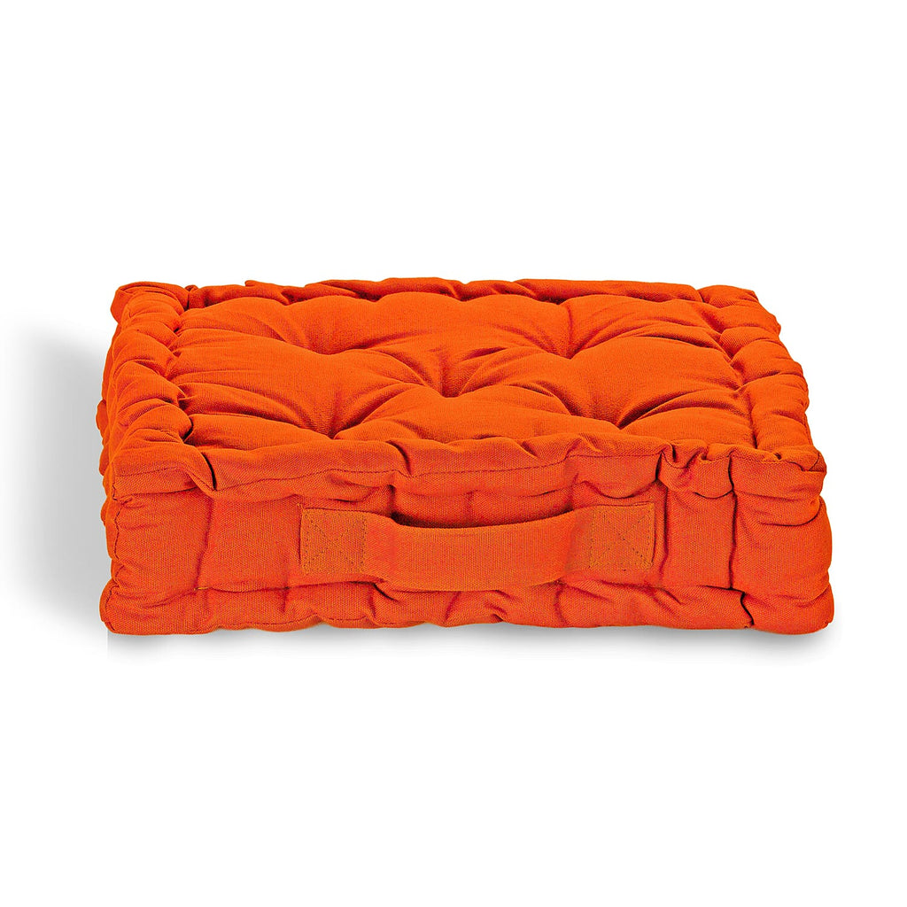 Hush Haven Set of 2 100% Cotton Floor Cushions (40 x 40 x 8cm) - Orange