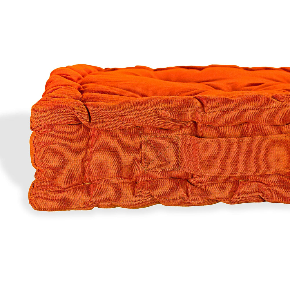 Hush Haven Set of 2 100% Cotton Floor Cushions (40 x 40 x 8cm) - Orange