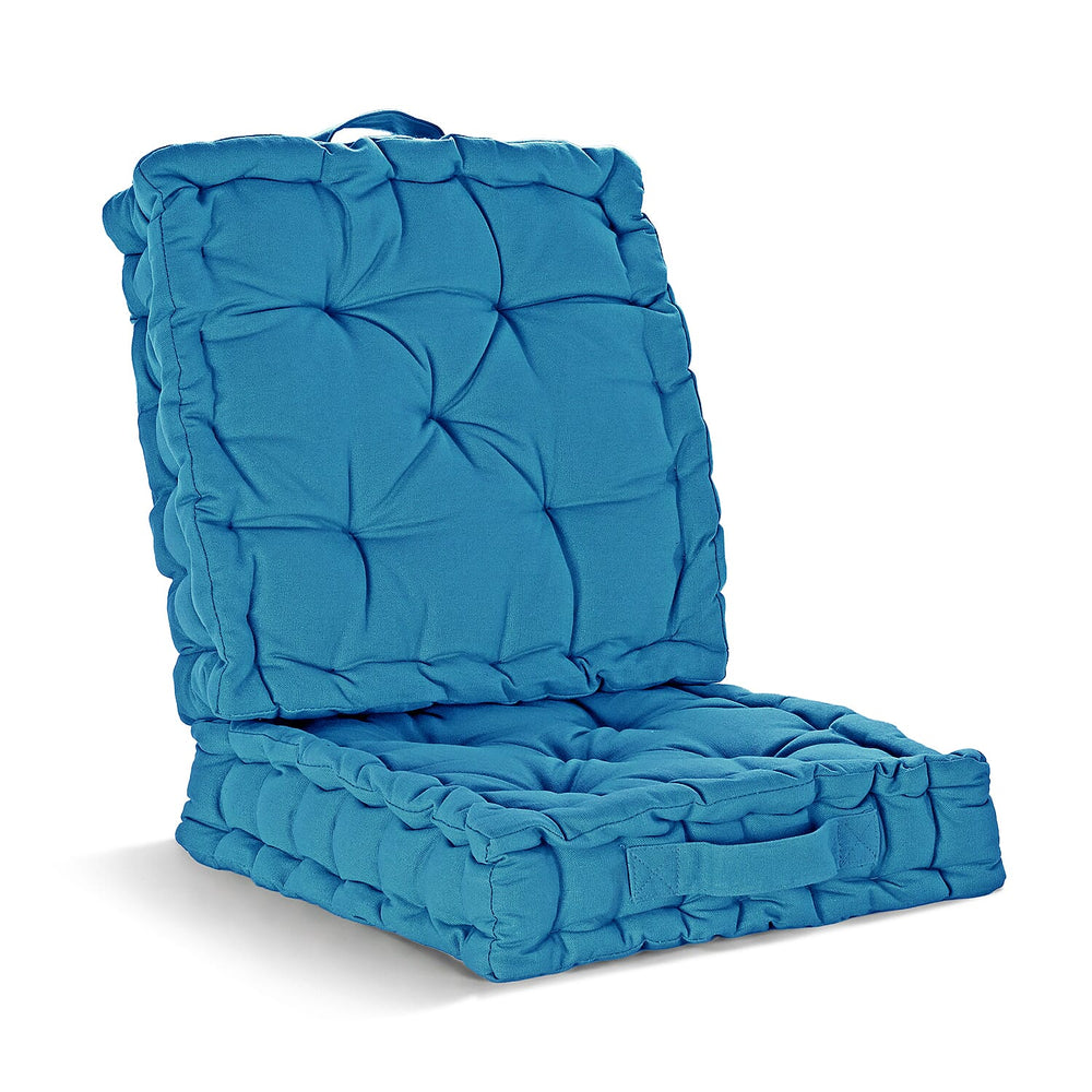 Hush Haven Set of 2 100% Cotton Floor Cushions (40 x 40 x 8cm) - Turquoise