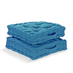 Hush Haven Set of 2 100% Cotton Floor Cushions (40 x 40 x 8cm) - Turquoise