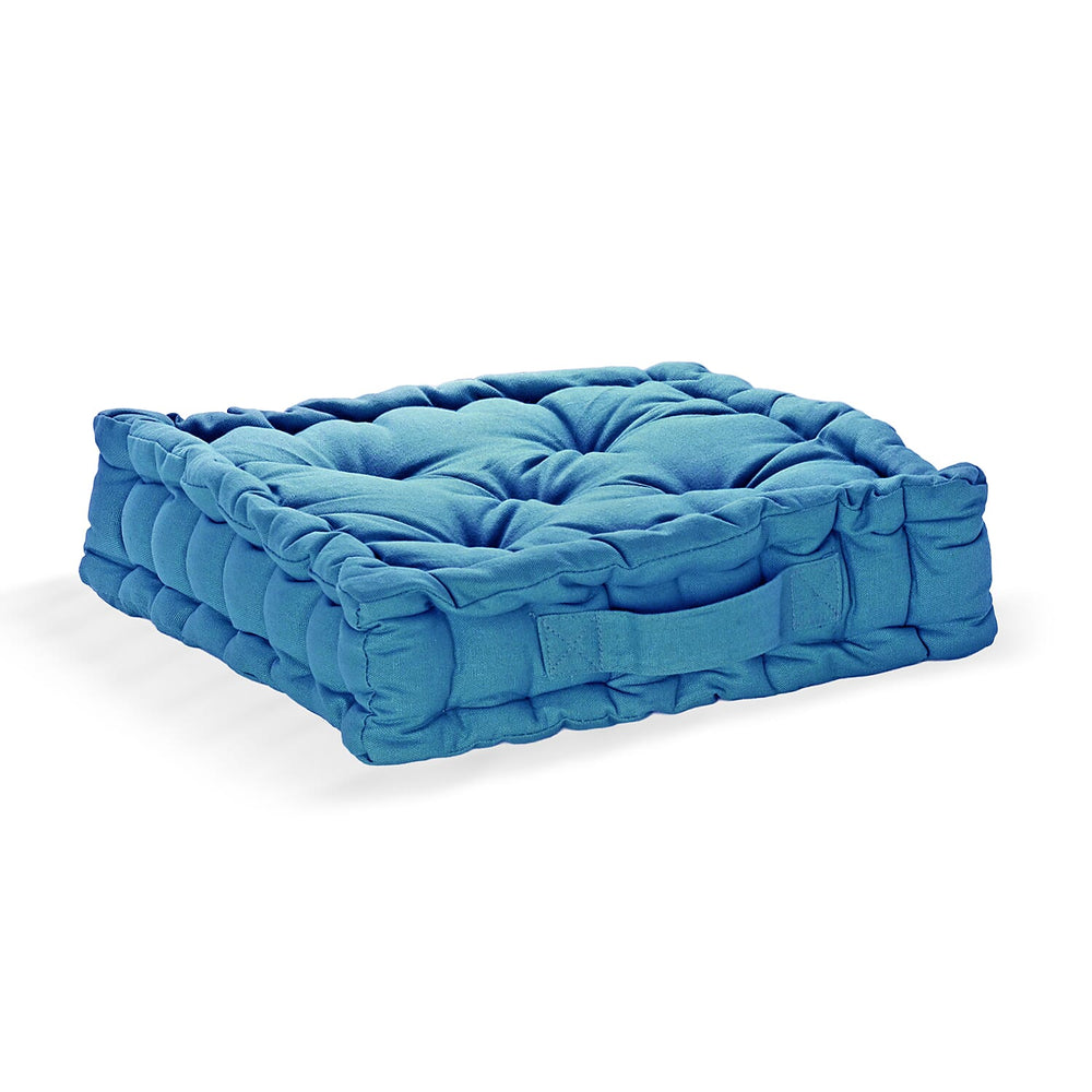 Hush Haven Set of 2 100% Cotton Floor Cushions (40 x 40 x 8cm) - Turquoise