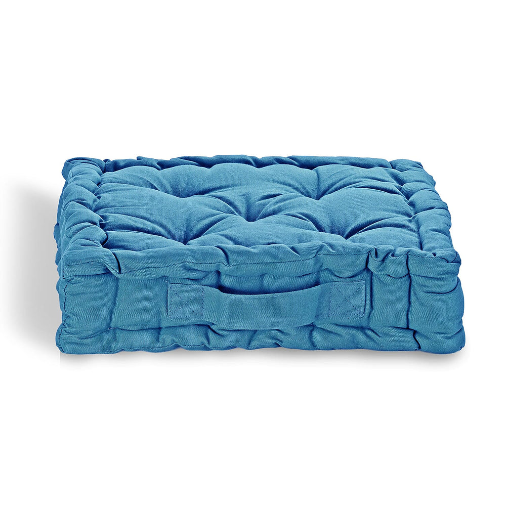 Hush Haven Set of 2 100% Cotton Floor Cushions (40 x 40 x 8cm) - Turquoise