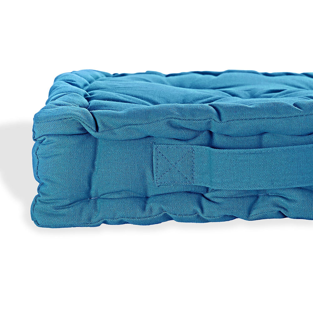Hush Haven Set of 2 100% Cotton Floor Cushions (40 x 40 x 8cm) - Turquoise