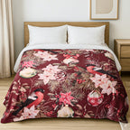 Hush Haven Flower and Berries Digital Print Super-soft Cozy Blanket 240 GSM (200 x 150 cm) - Flowers