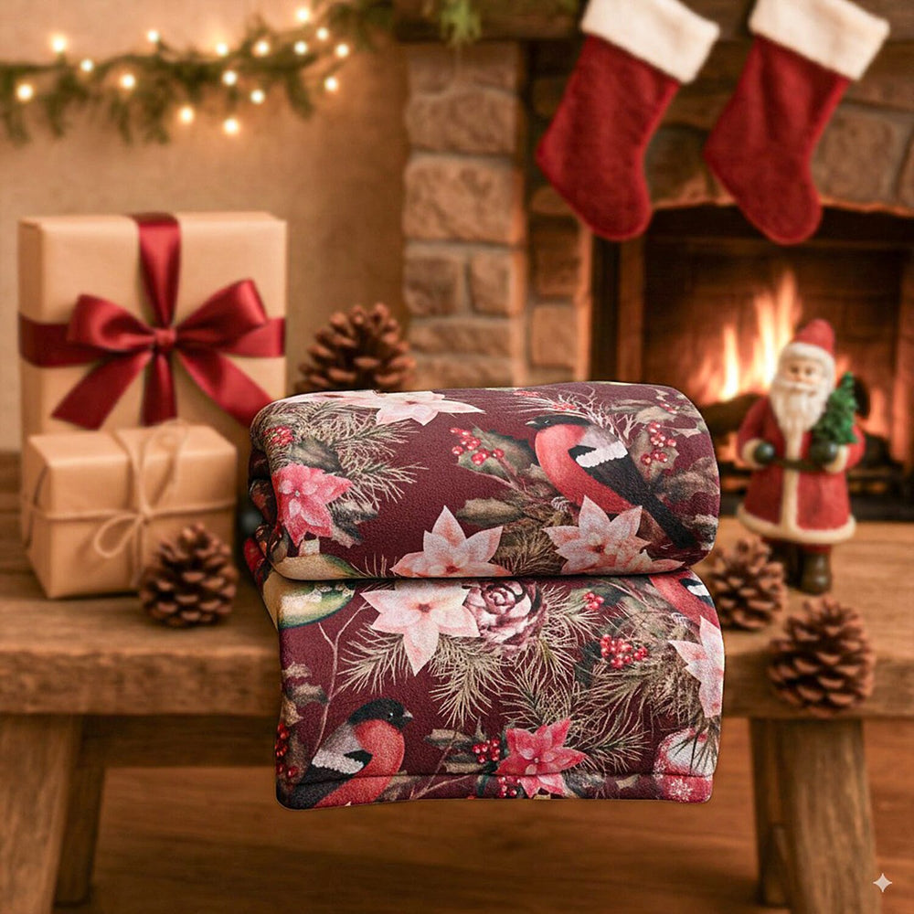 Hush Haven Flower and Berries Digital Print Super-soft Cozy Blanket 240 GSM (200 x 150 cm) - Flowers