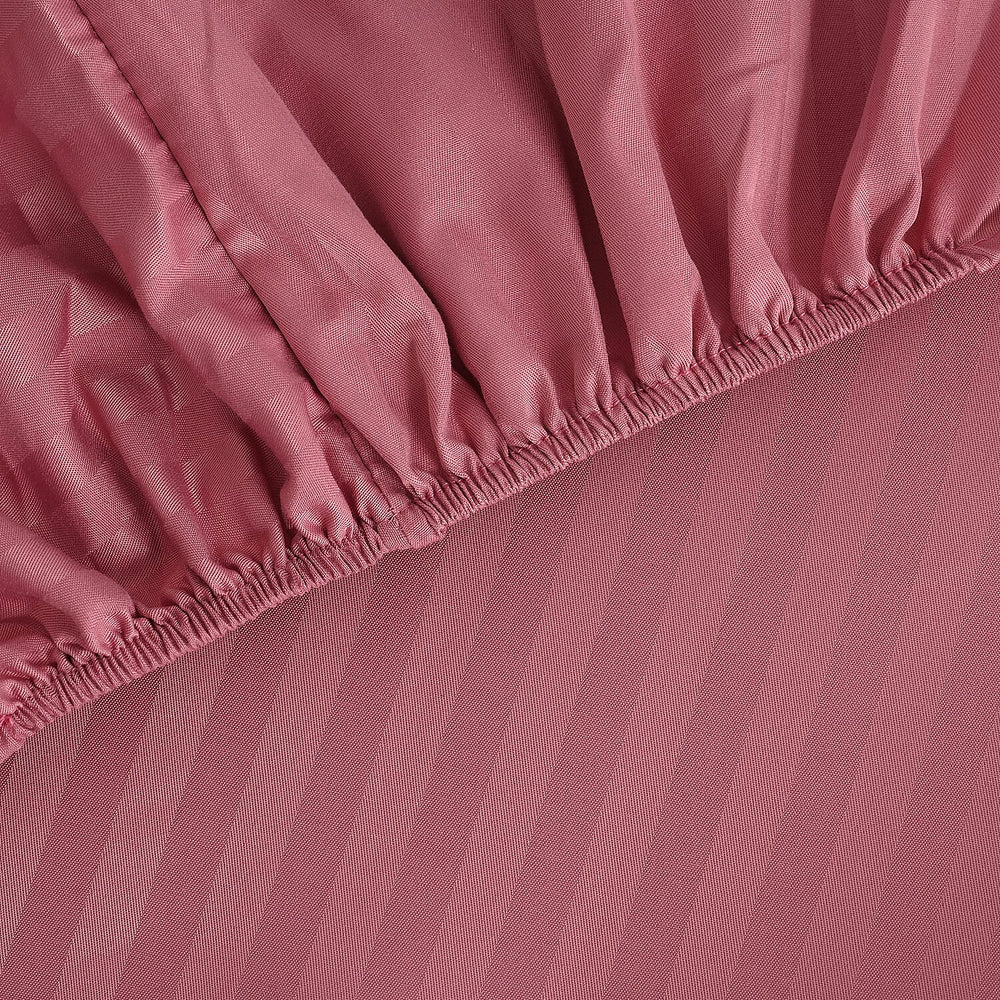 6 Piece Striped Cotton Duvet Cover Set - Includes 4 Pillowcases, 1 Fitted Sheet - 1 Duet Cover - Pink Double