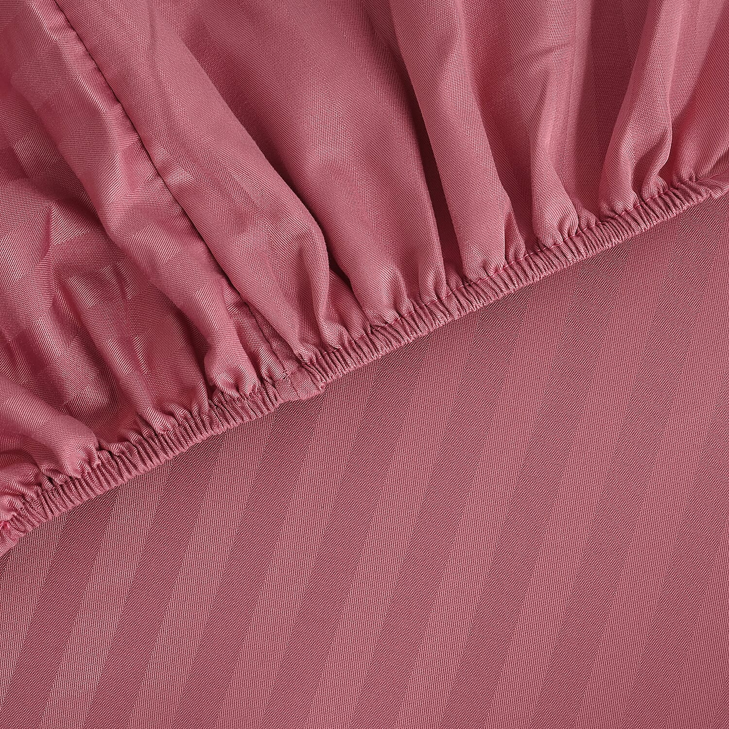 6 Piece Striped Cotton Duvet Cover Set - Includes 4 Pillowcases, 1 Fitted Sheet - 1 Duet Cover - Pink Double