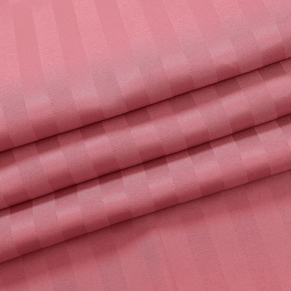 6 Piece Striped Cotton Duvet Cover Set - Includes 4 Pillowcases, 1 Fitted Sheet - 1 Duet Cover - Pink Double