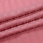 6 Piece Striped Cotton Duvet Cover Set - Includes 4 Pillowcases, 1 Fitted Sheet - 1 Duet Cover - Pink Double