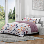 Hush Haven- Set of 3 Flower Printed Comforter Set (Size Double) - Pink