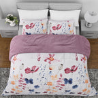 Hush Haven- Set of 3 Flower Printed Comforter Set (Size Double) - Pink