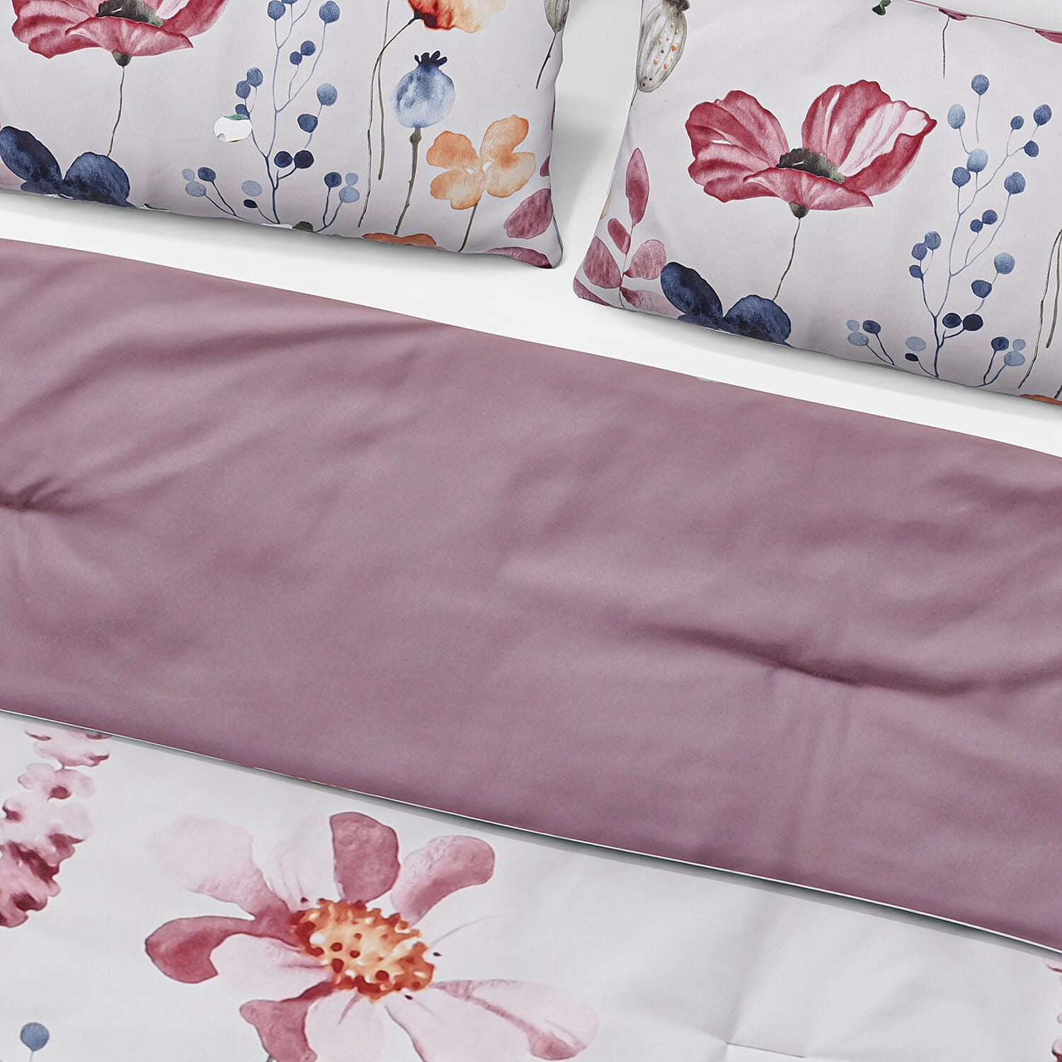 Hush Haven- Set of 3 Flower Printed Comforter Set (Size Double) - Pink