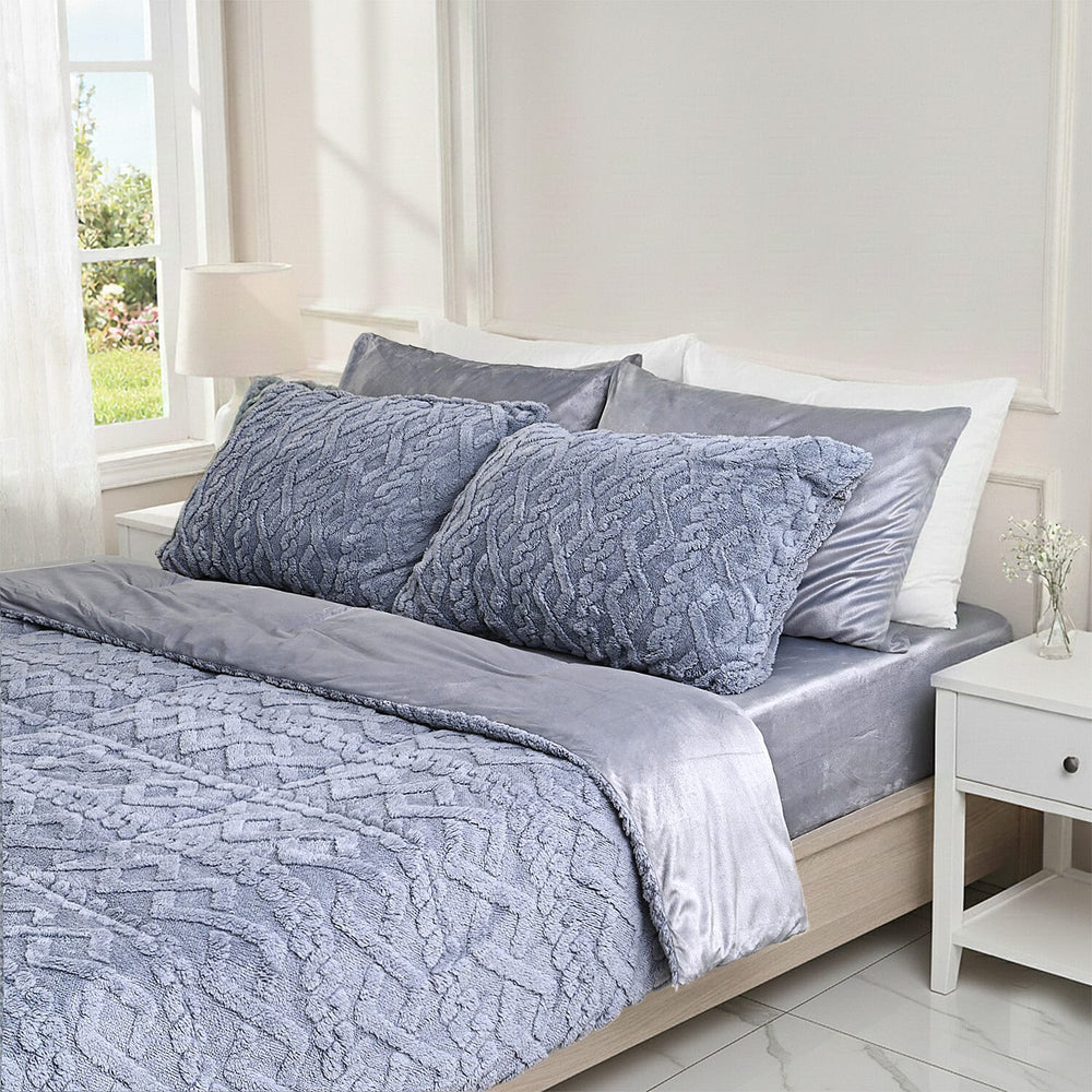 Hush Haven Jacquard Solid Comforter and Duvet (Size 200x1 cm) - Grey & White