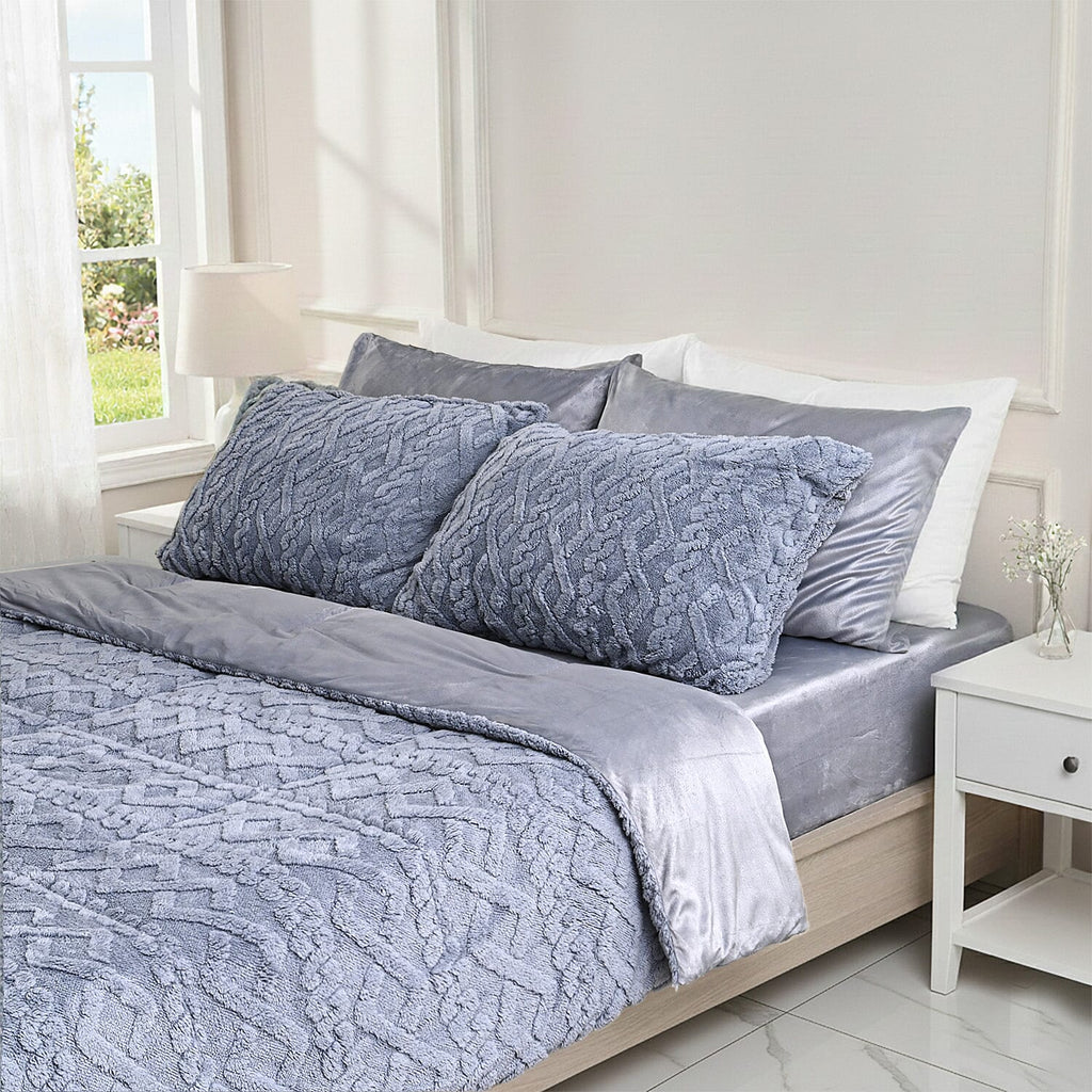 Hush Haven Jacquard Solid Comforter and Duvet (Size 200x1 cm) - Grey & White