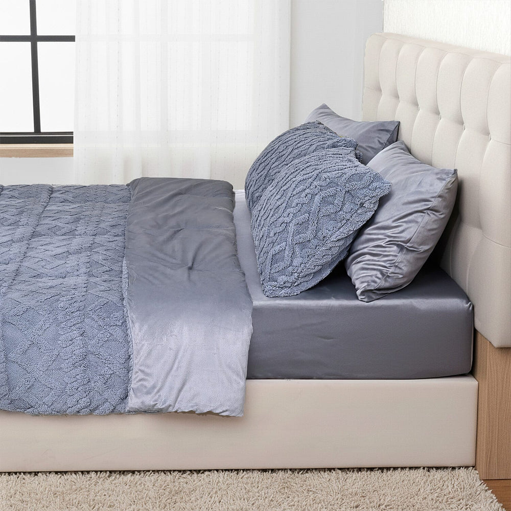 Hush Haven Jacquard Solid Comforter and Duvet (Size 200x1 cm) - Grey & White