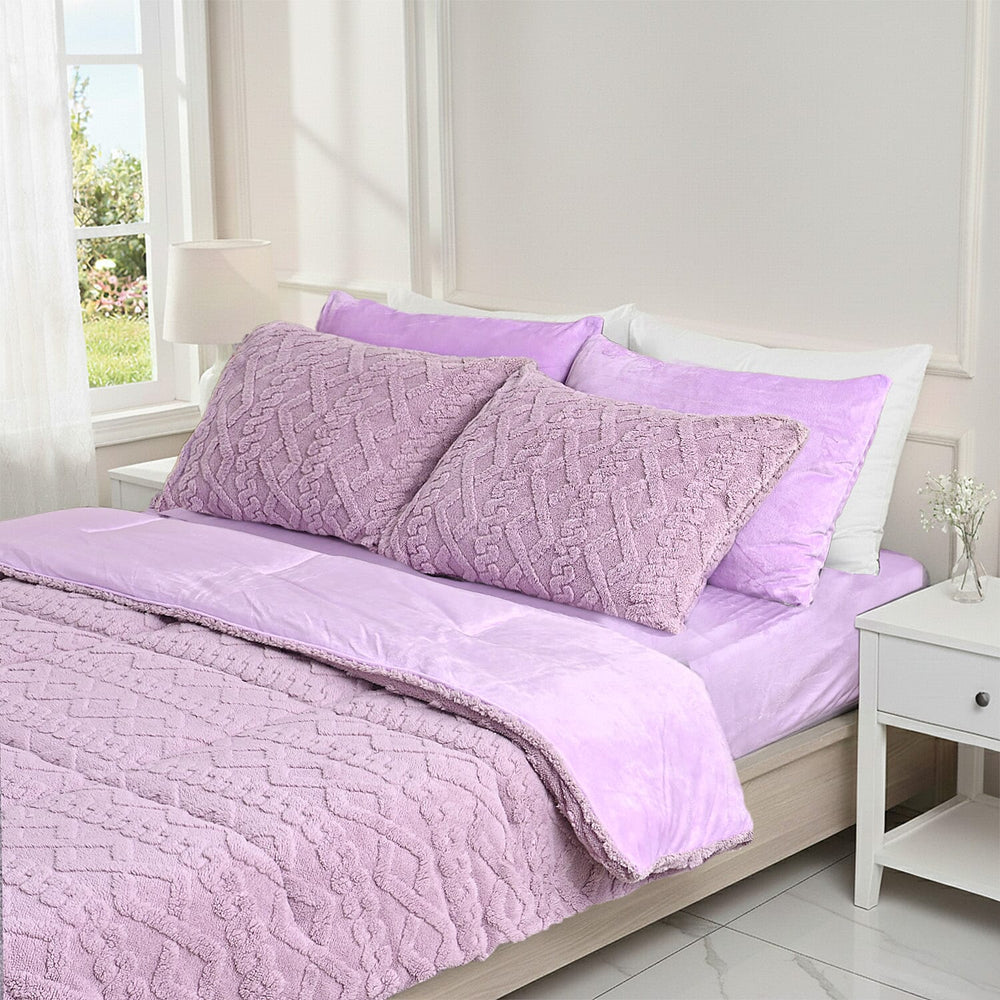 Hush Haven Jacquard Solid Comforter and Duvet (Size 200x1 cm) - Pink & White