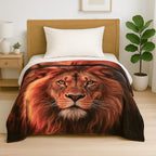 THE HOME DECOR BONANZA - Hush Haven Lion Face Digital Print Home Decor Flannel Blanket (150x200 cm) - Lion