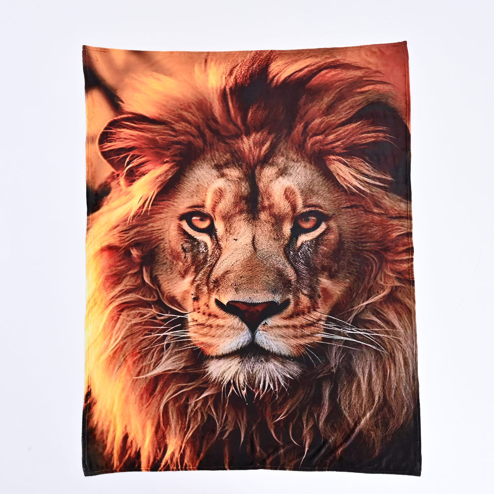THE HOME DECOR BONANZA - Hush Haven Lion Face Digital Print Home Decor Flannel Blanket (150x200 cm) - Lion