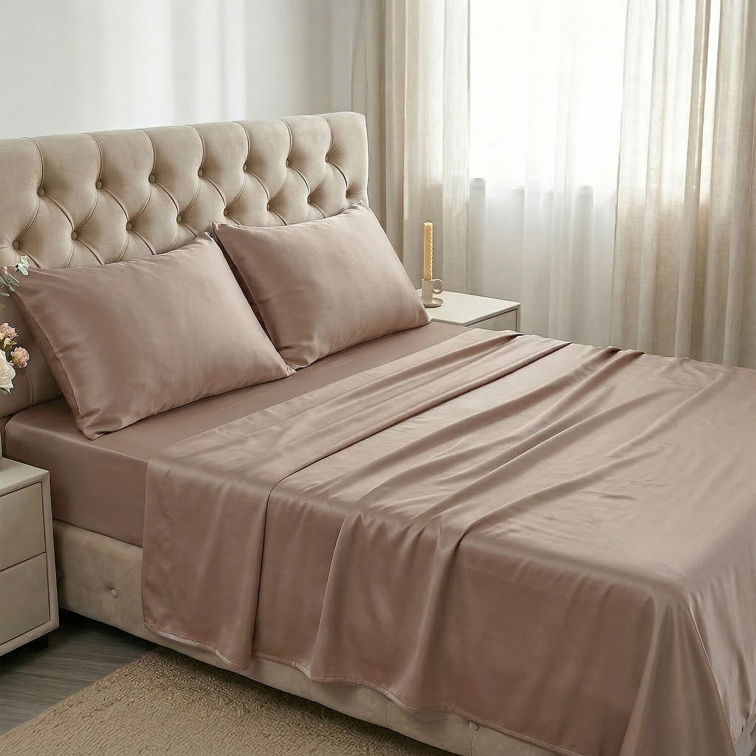 Hush Haven 100% Mulberry Silk Duvet Cover - Two Pillowcases Set with Mother of Pearl Buttons (200 x 200cm) - Grey