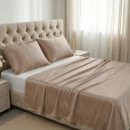 Hush Haven 100% Mulberry Silk Duvet Cover - Two Pillowcases Set with Mother of Pearl Buttons (200 x 200cm) - Grey