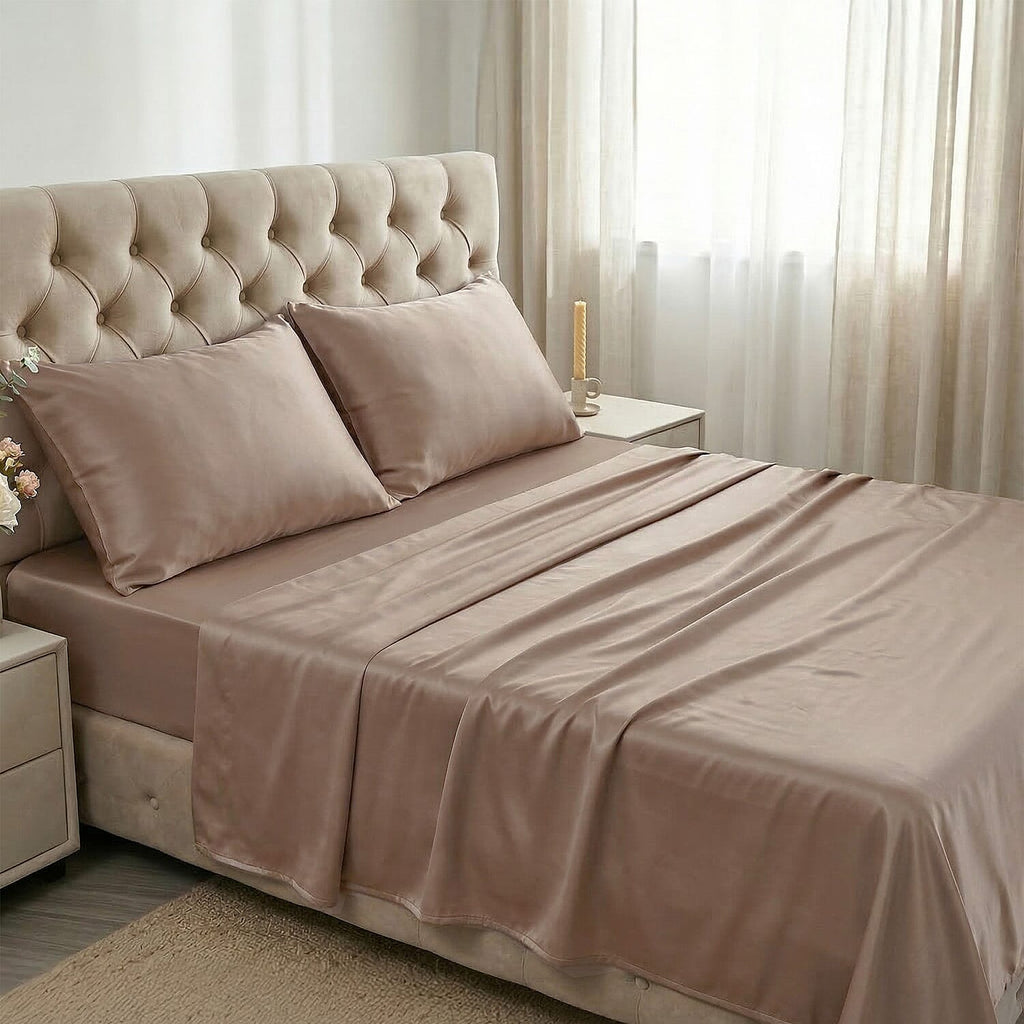 Hush Haven 100% Mulberry Silk Duvet Cover - Two Pillowcases Set with Mother of Pearl Buttons (225 x 220cm) - Grey