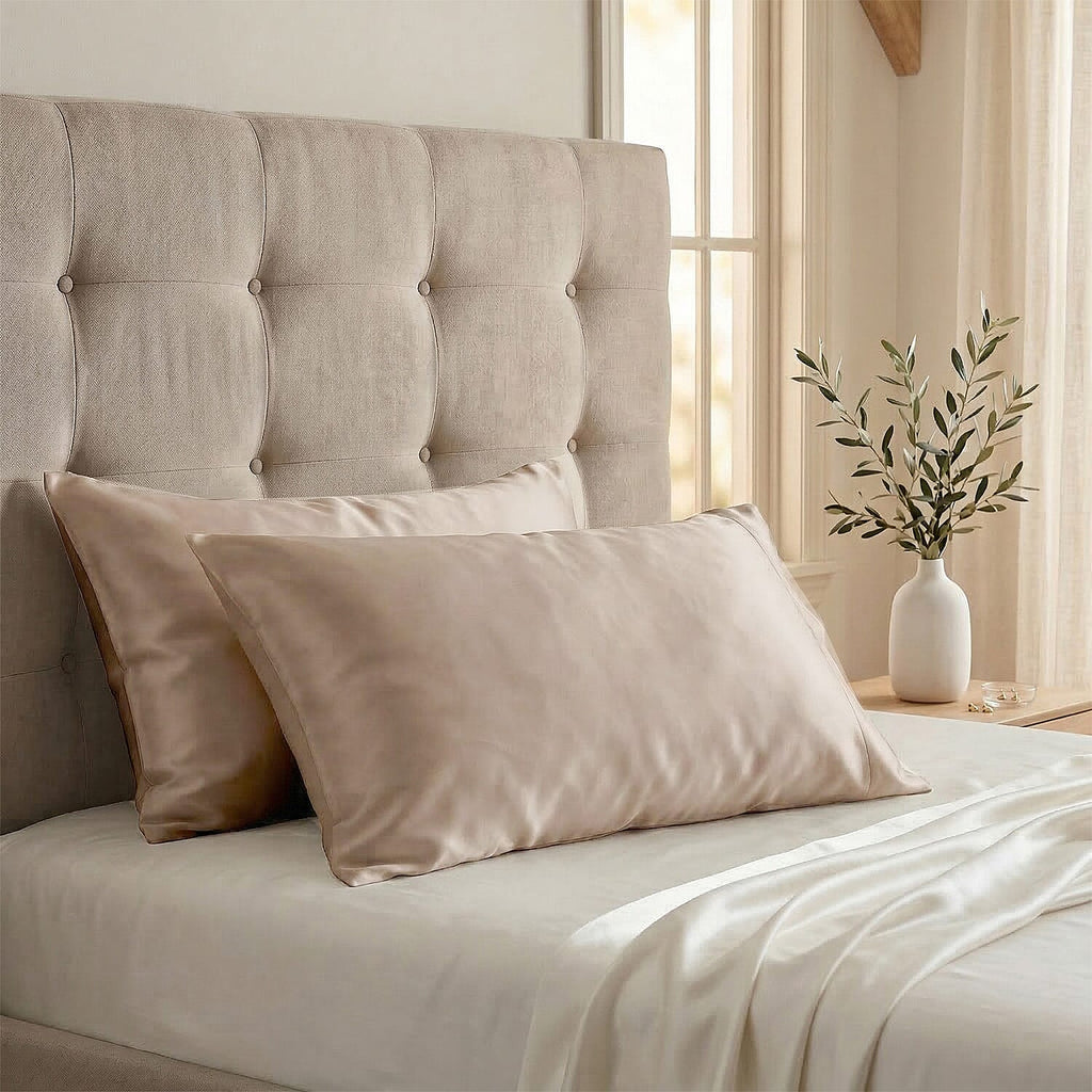 Hush Haven 100% Mulberry Silk Duvet Cover - Two Pillowcases Set with Mother of Pearl Buttons (225 x 220cm) - Grey