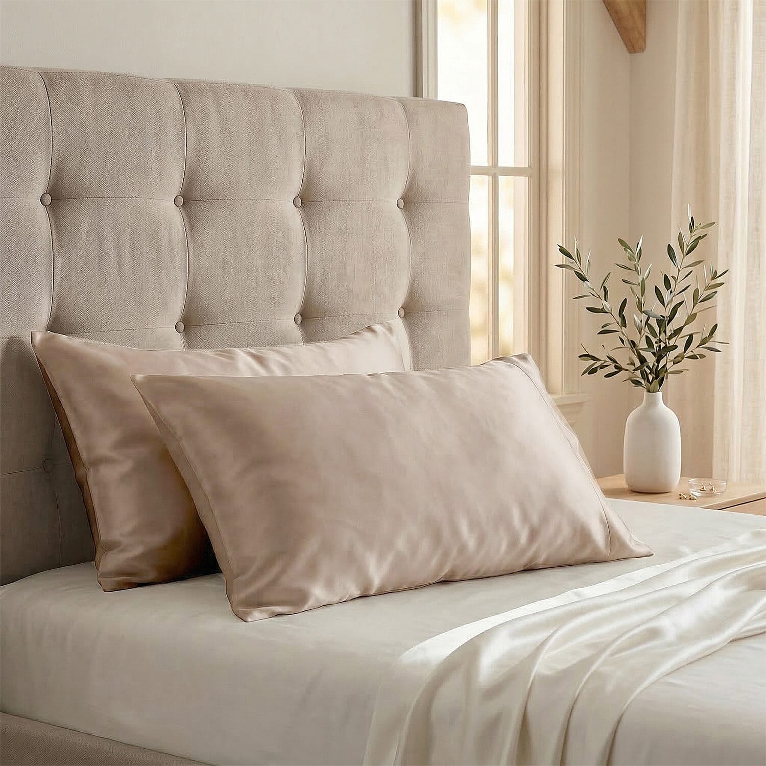 Hush Haven 100% Mulberry Silk Duvet Cover - Two Pillowcases Set with Mother of Pearl Buttons (225 x 220cm) - Grey