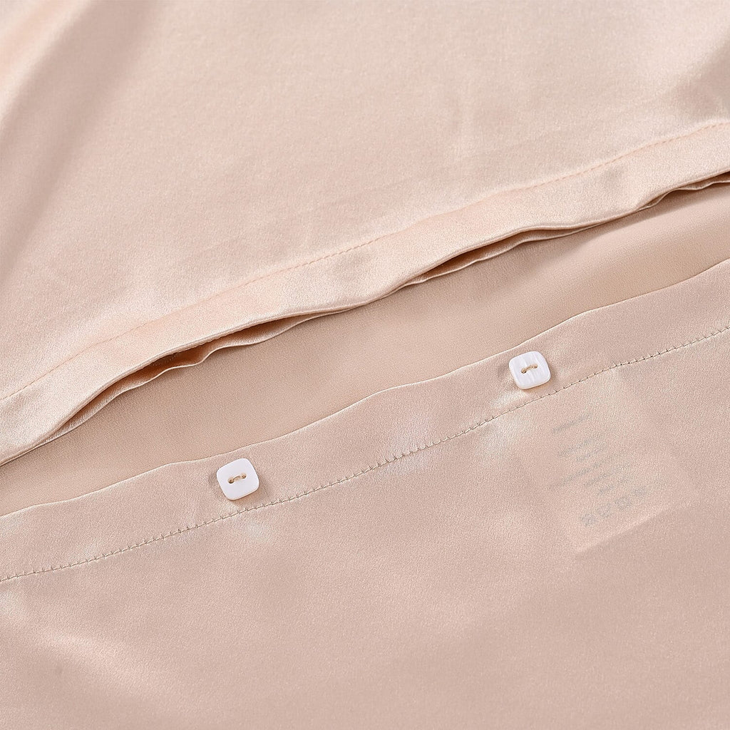 Hush Haven 100% Mulberry Silk Pillowcase with MOP Button (50x75 cm) - Beige