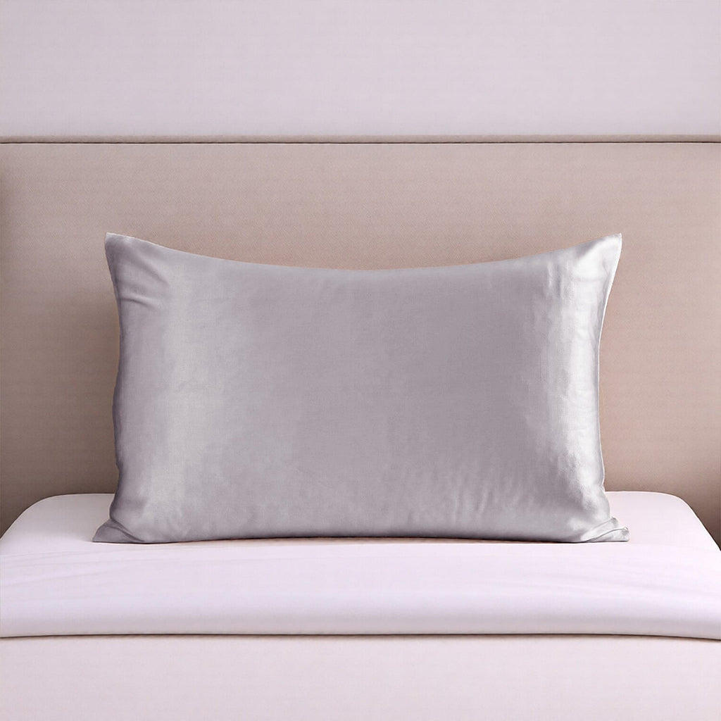 Hush Haven 100% Mulberry Silk Pillowcase with MOP Button (50x75 cm) - Silver Grey