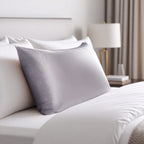 Hush Haven 100% Mulberry Silk Pillowcase with MOP Button (50x75 cm) - Silver Grey