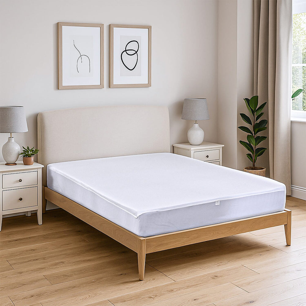 Hush Haven Tencel Waterproof Mattress Protector (Size 90 x190 cm) - White