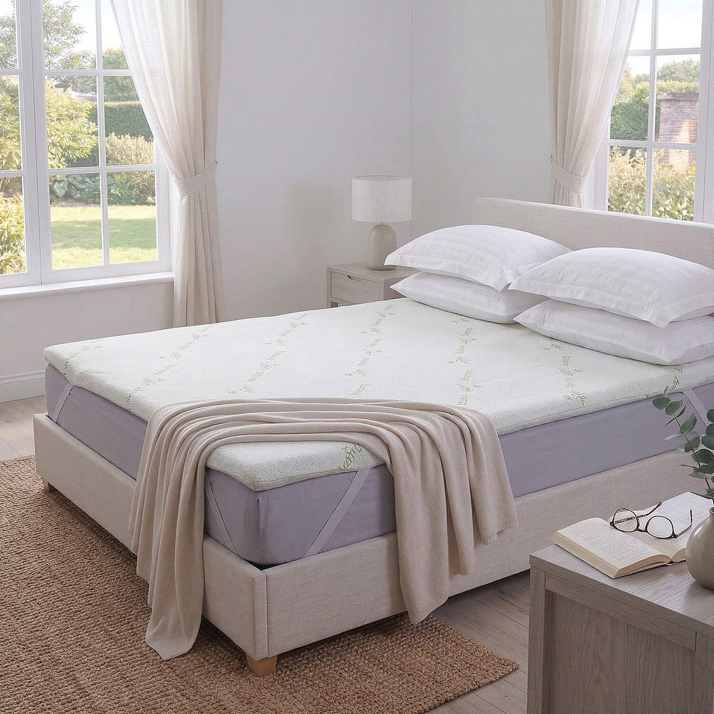 Hush Haven Memory Foam Mattress Topper with Bamboo Cover - High-Density Support