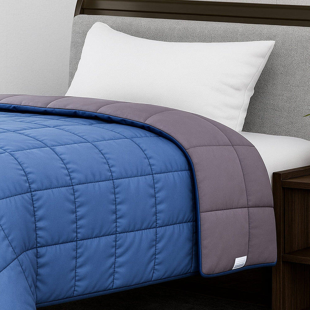 Hush Haven 7-Layer Weighted Reversible Blanket (150x200cm) - Navy - Grey