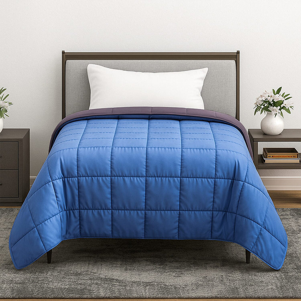 Hush Haven 7-Layer Weighted Reversible Blanket (150x200cm) - Navy - Grey