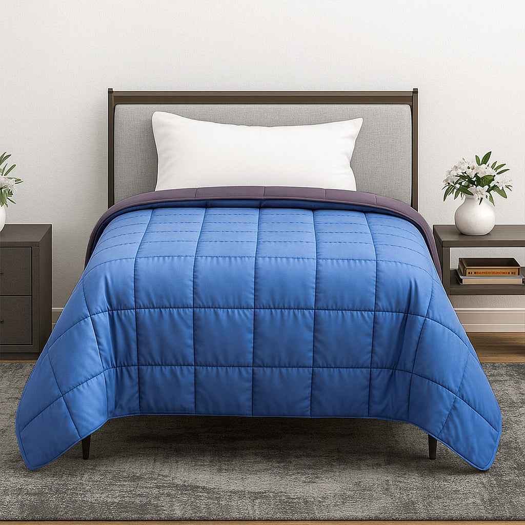 Hush Haven 7-Layer Weighted Reversible Blanket (150x200cm) - Navy - Grey