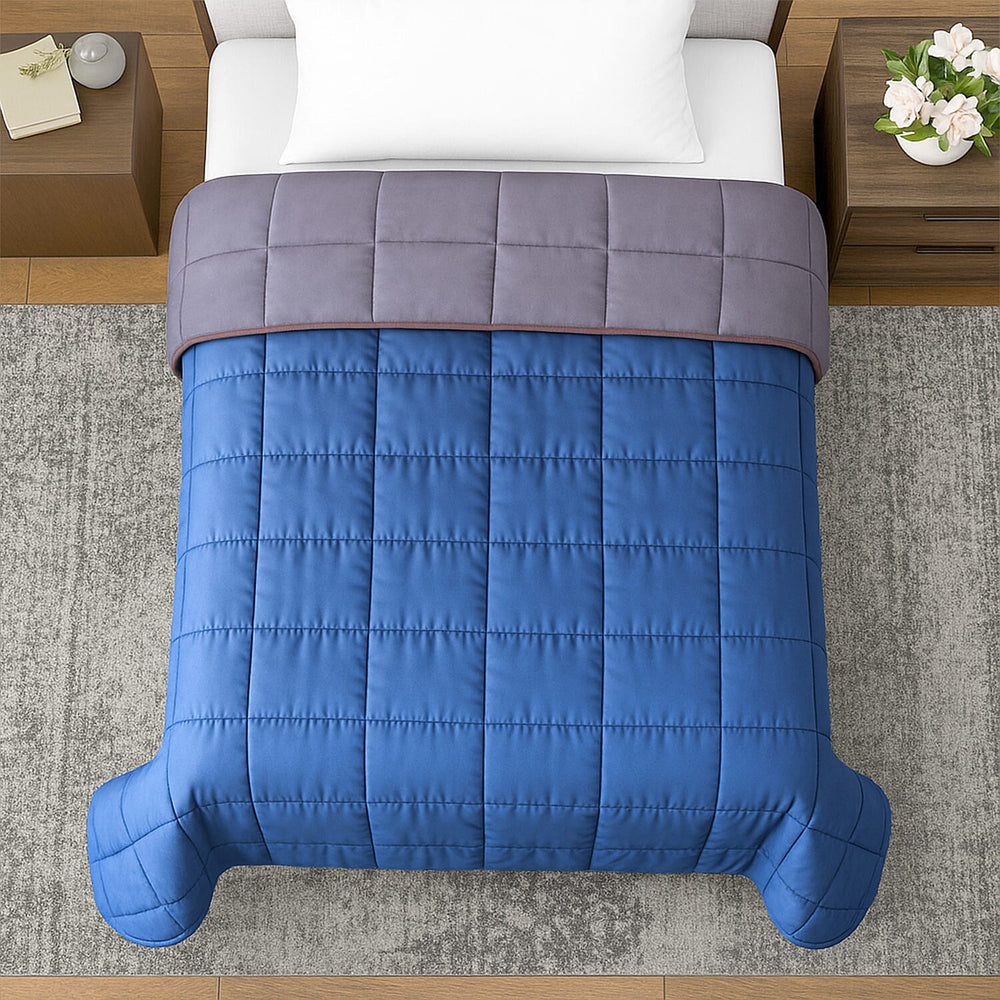 Hush Haven 7-Layer Weighted Reversible Blanket (150x200cm) - Navy - Grey