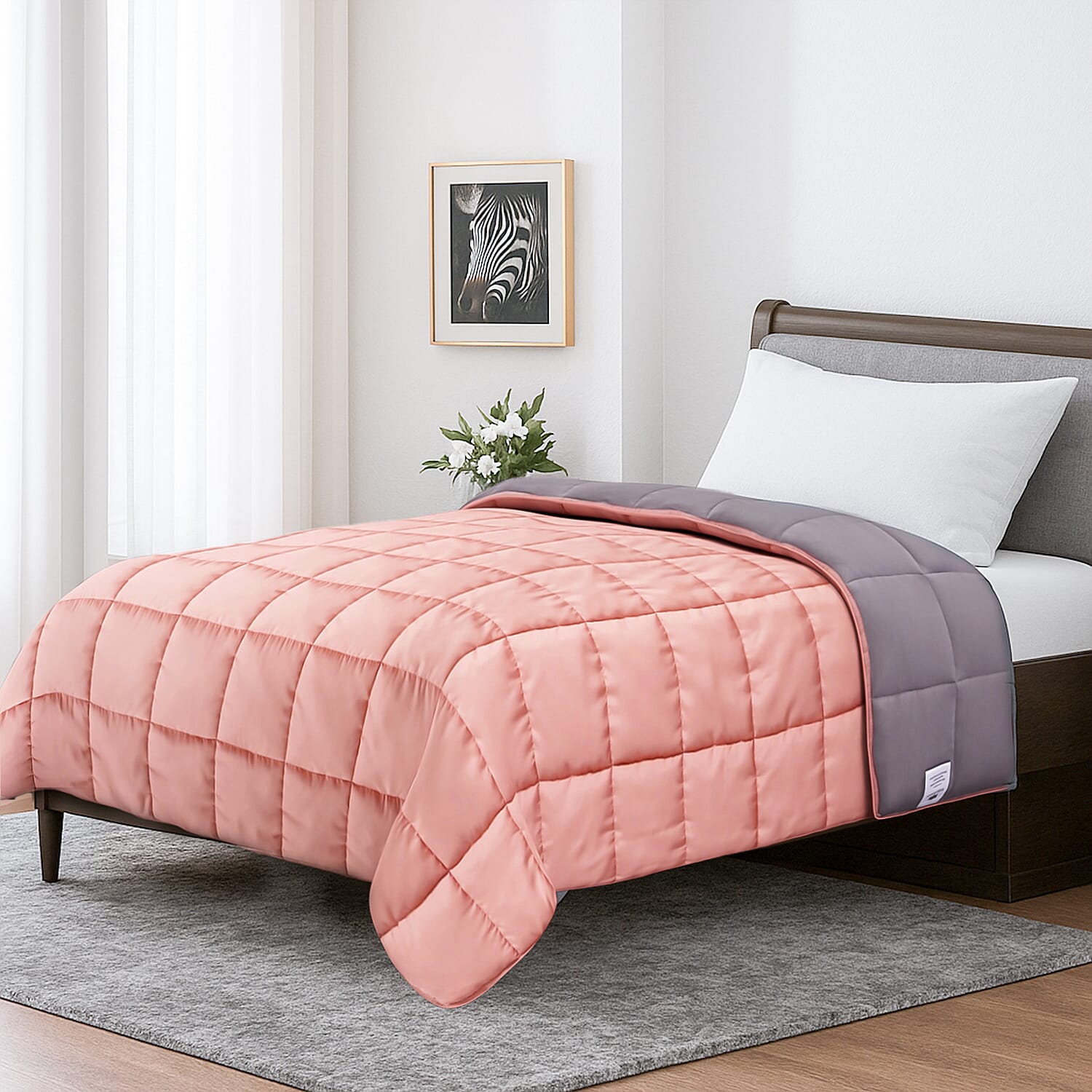 Hush Haven 7-Layer Weighted Reversible Blanket (150x200cm) - Pink - Grey