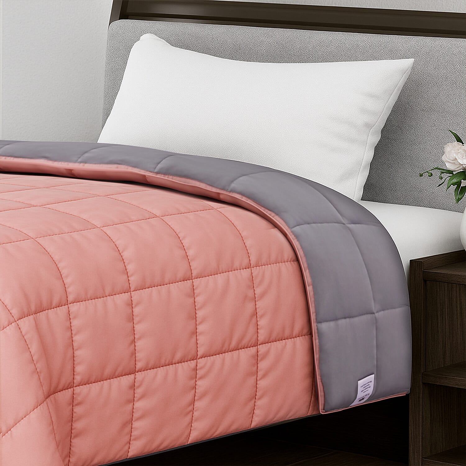Hush Haven 7-Layer Weighted Reversible Blanket (150x200cm) - Pink - Grey