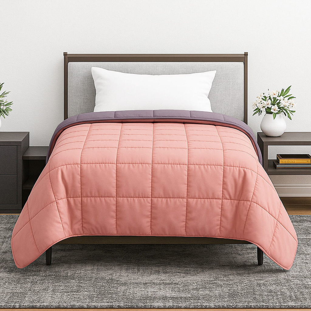 Hush Haven 7-Layer Weighted Reversible Blanket (150x200cm) - Pink - Grey