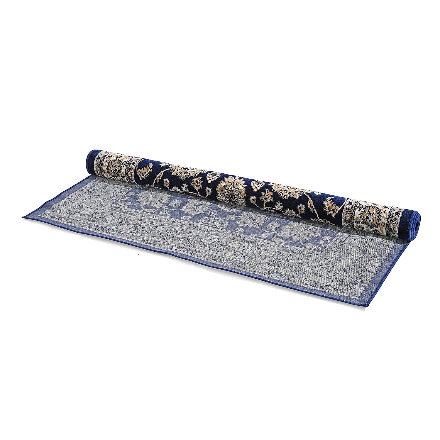 ONE TIME OFFER - Hush Haven Traditional Ornate Pattern Pile Rug (180x120 Cm) - Blue