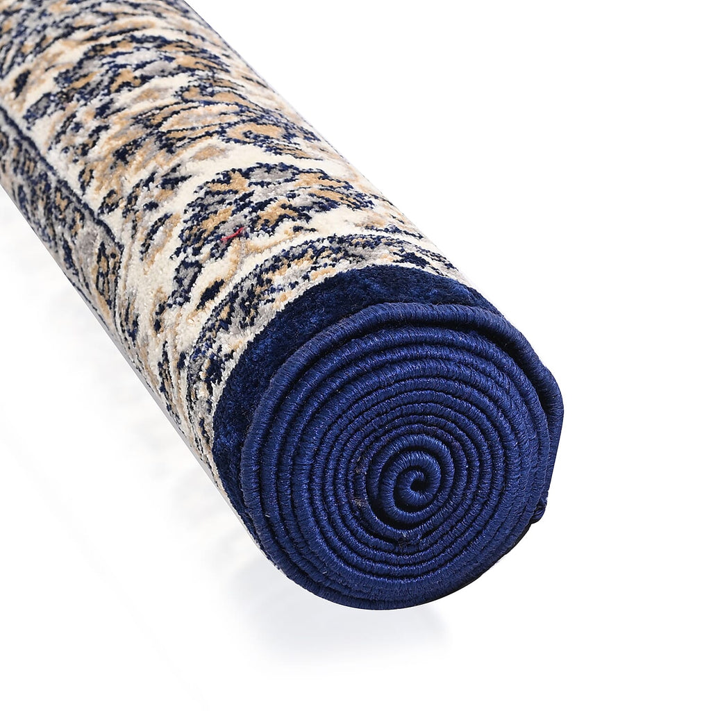 ONE TIME OFFER - Hush Haven Traditional Ornate Pattern Pile Rug (180x120 Cm) - Blue