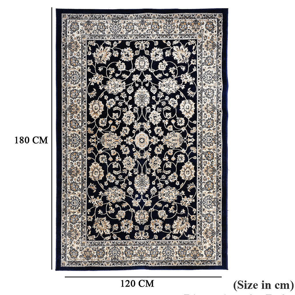 ONE TIME OFFER - Hush Haven Traditional Ornate Pattern Pile Rug (180x120 Cm) - Blue