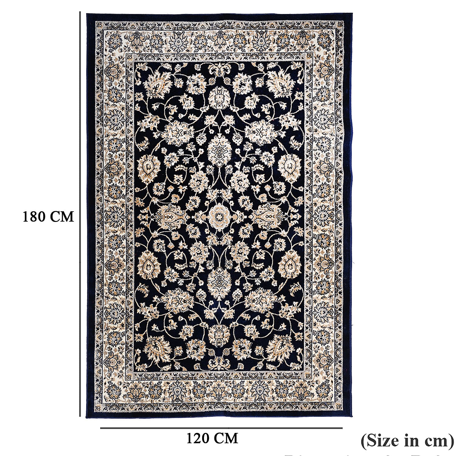 ONE TIME OFFER - Hush Haven Traditional Ornate Pattern Pile Rug (180x120 Cm) - Blue