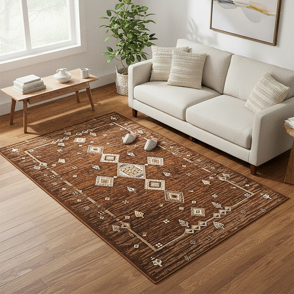 ONE TIME OFFER - Hush Haven Traditional Pattern Pile Rug (180x120 Cm) - Golden